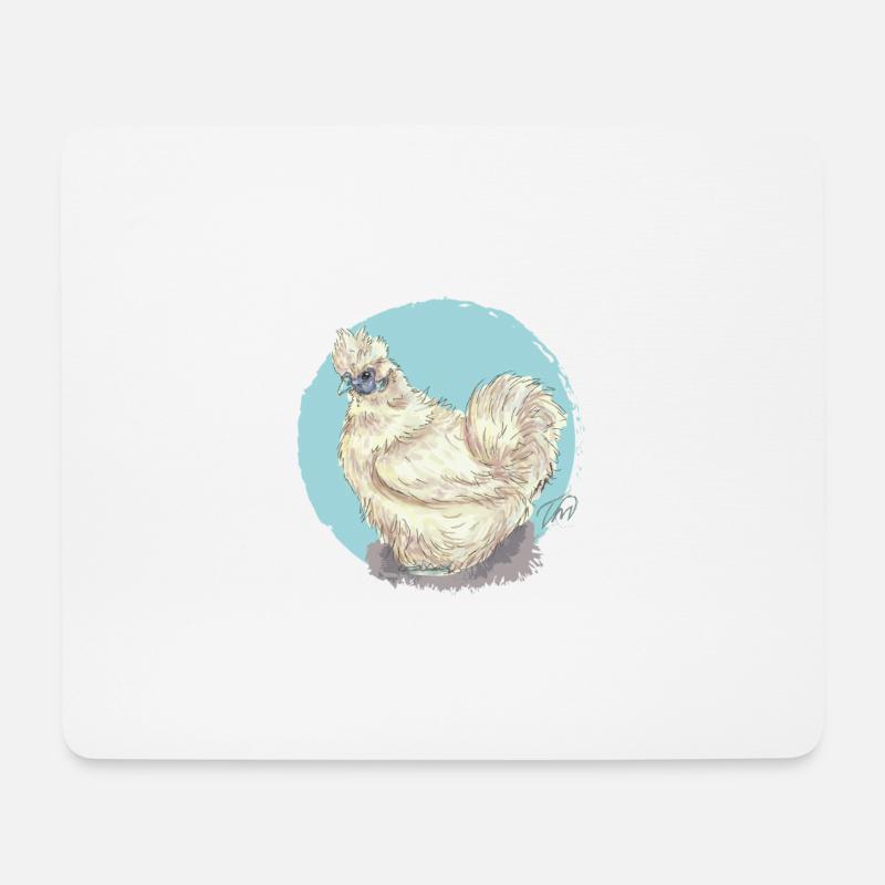 Weisses Seidenhuhn - Mousepad (Querformat) - Weiß