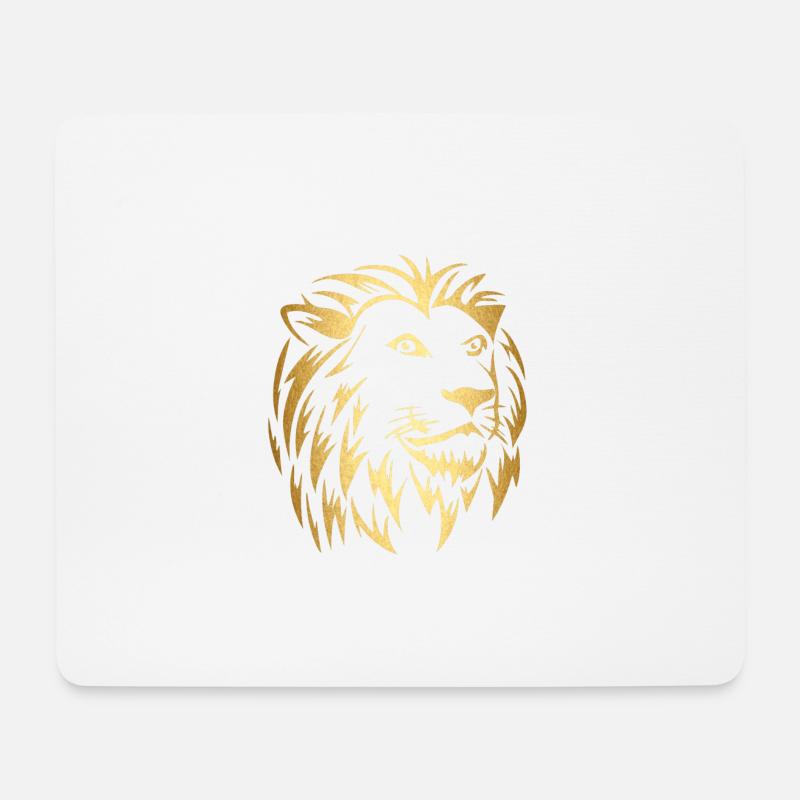 Löwenkopf in gold - Mousepad (Querformat) - Weiß