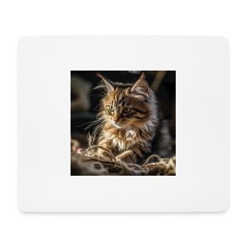 Main Coon bébé chat, joueur et ultra mignon - Tapis de souris (format paysage) - blanc - Devant