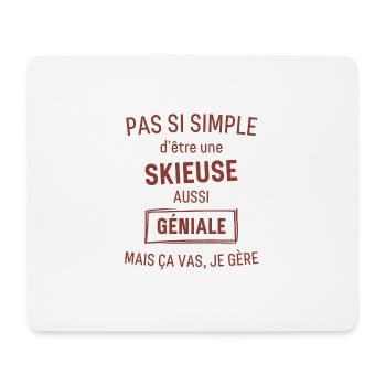 Skieuse GÉNIALE rouge brunâtre foncé - Tapis de souris (format paysage) - blanc - Devant