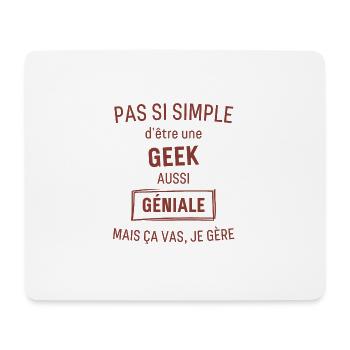 Geek GÉNIALE rouge brunâtre foncé - Tapis de souris (format paysage) - blanc - Devant