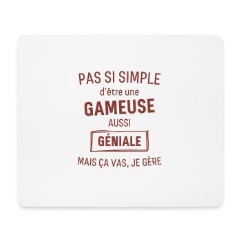 Gameuse GÉNIALE rouge brunâtre foncé - Tapis de souris (format paysage) - blanc - Devant