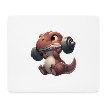 Süßer Chibi Dino Trainiert Mit Hantel - Mousepad (Querformat) - Weiß - Vorne