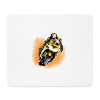 Yellow Racer on Motorcycle - Mouse Pad (horizontal) - white - Front