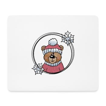 Winter bear in pink - Mouse Pad (horizontal) - white - Front