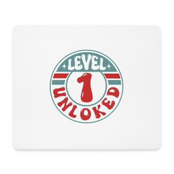 Level 1 Unlocked – Cooles Gamer Design - Mousepad (Querformat) - Weiß - Vorne