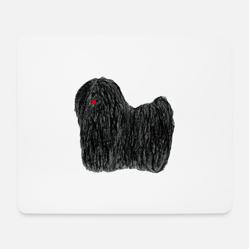 Puli - schwarzer Rastahund - Mousepad (Querformat) - Weiß