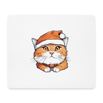 Chat orange de noel - Tapis de souris (format paysage) - blanc - Devant