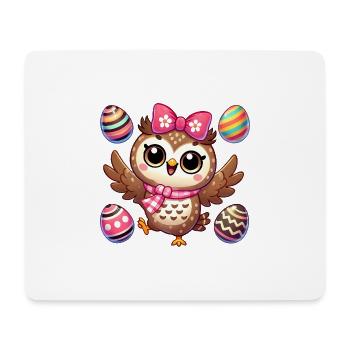 Eule jongliert Ostereier bunter Spaß - Mousepad (Querformat) - Weiß - Vorne