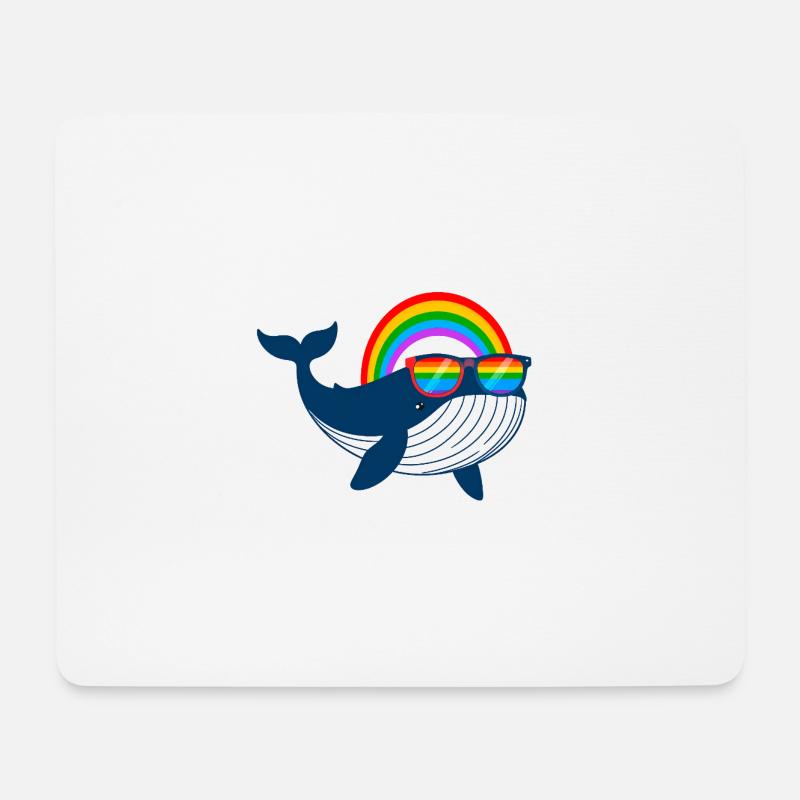 wal, walfisch, LGTB,Regenbogen,Sonnenbrille - Mousepad (Querformat) - Weiß