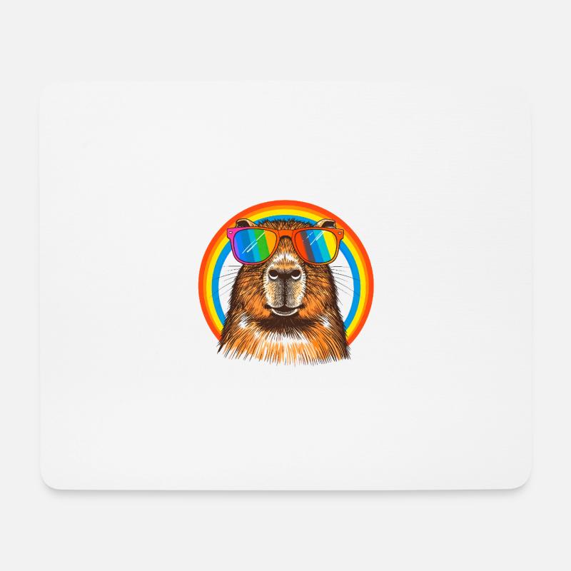 capybara, LGTB,Regenbogen,Sonnenbrille,bunt - Mousepad (Querformat) - Weiß