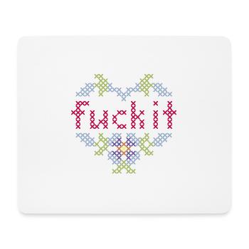 fuck it Kreuzstick in pastell - Mousepad (Querformat) - Weiß - Vorne