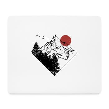 Silhouette des Gipfels der roten Sonne - Mousepad (Querformat) - Weiß - Vorne
