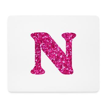 Pink Glitter Letter n - Mouse Pad (horizontal) - white - Front