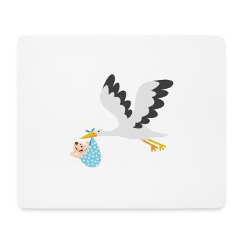 Storch mit Baby - Mousepad (Querformat) - Weiß - Vorne