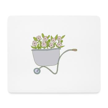 schubkarren blumen - Mousepad (Querformat) - Weiß - Vorne