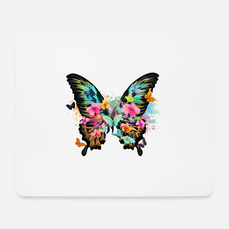 schmetterling,bunt,blumen,graffiti - Mousepad (Querformat) - Weiß