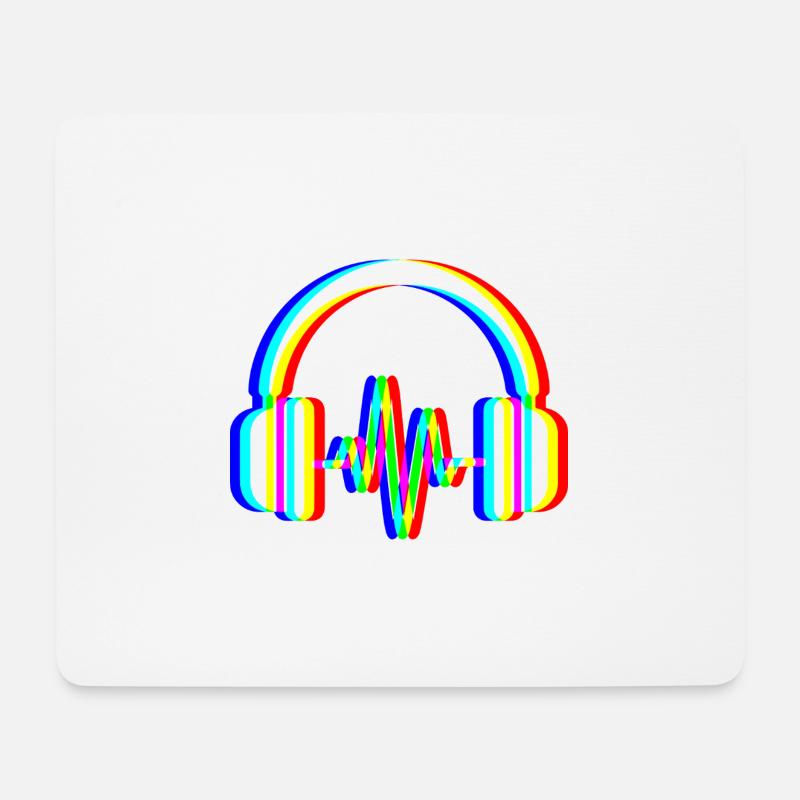Glitch Headphones – Sound Waves - Mouse Pad (horizontal) - white