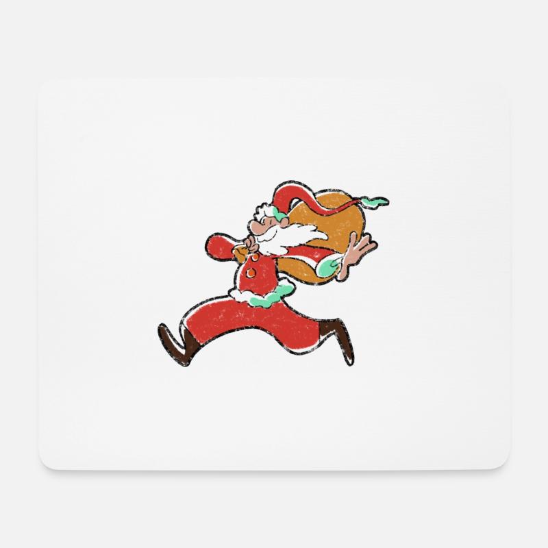 🎅 Père Noël Sac Cadeaux Mignon Drôle - Tapis de souris (format paysage) - blanc