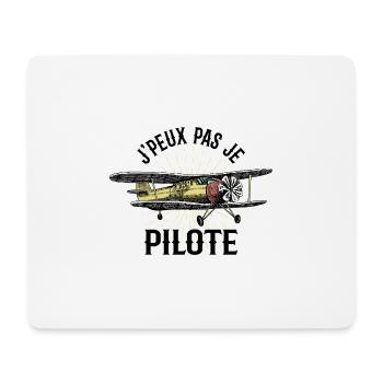 J'peux pas je pilote - Cadeau rétro avion - Tapis de souris (format paysage) - blanc - Devant
