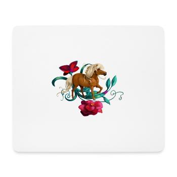 Poney camélia - Tapis de souris (format paysage) - blanc - Devant