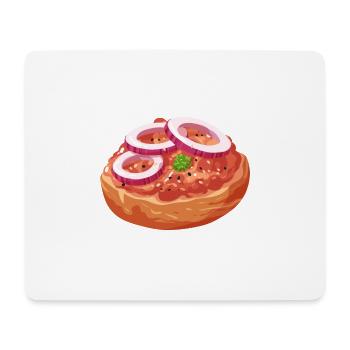 Comic Mett Brötchen Mettbrötchen Zwiebeln - Mousepad (Querformat) - Weiß - Vorne