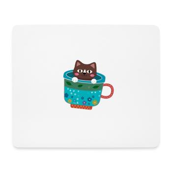 Cat, coffee cup, colorful, illustration, mug - Mouse Pad (horizontal) - white - Front