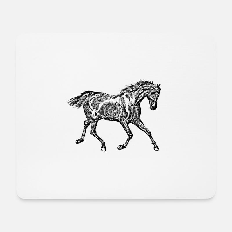 Horse black - Mouse Pad (horizontal) - white