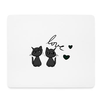Katzen liebe Tiere süß Haustier herzen grau - Mousepad (Querformat) - Weiß - Vorne