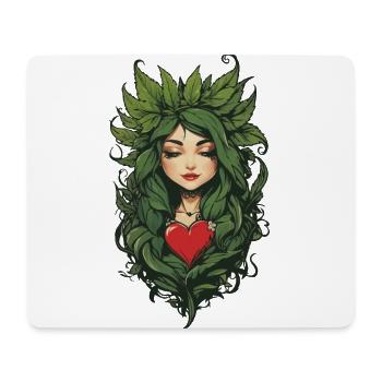 Herz Pflanzenliebe Tattoo Aesthetic Design - Mousepad (Querformat) - Weiß - Vorne