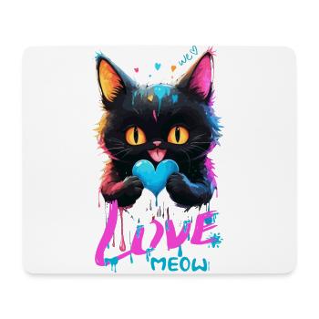 Niedliche Katze - Mehrfarbige Tropfen Liebe - Mousepad (Querformat) - Weiß - Vorne