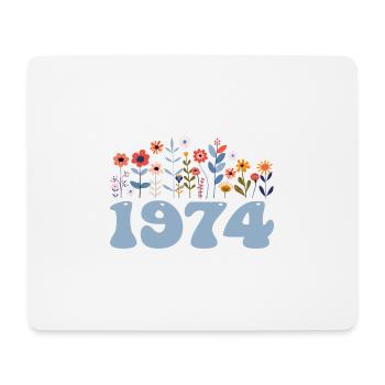 1974 Floral Pattern 1974 Floral Theme Flowers 1974 - Mouse Pad (horizontal) - white - Front