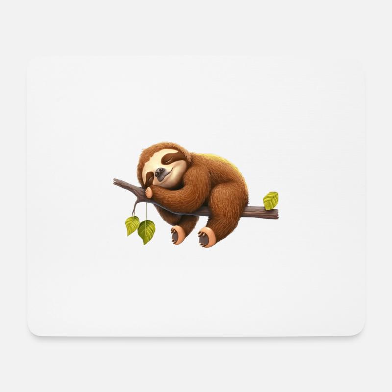 Schlafendes Faultier liegt auf einem Ast - Mousepad (Querformat) - Weiß