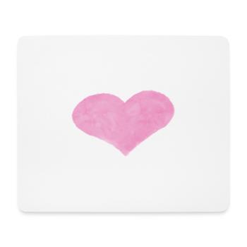 Pinkes Watercolor Herz - Mousepad (Querformat) - Weiß - Vorne