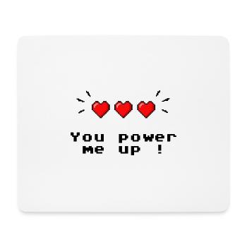 Power Up - coeur amour Saint-Valentin geek gaming - Tapis de souris (format paysage) - blanc - Devant