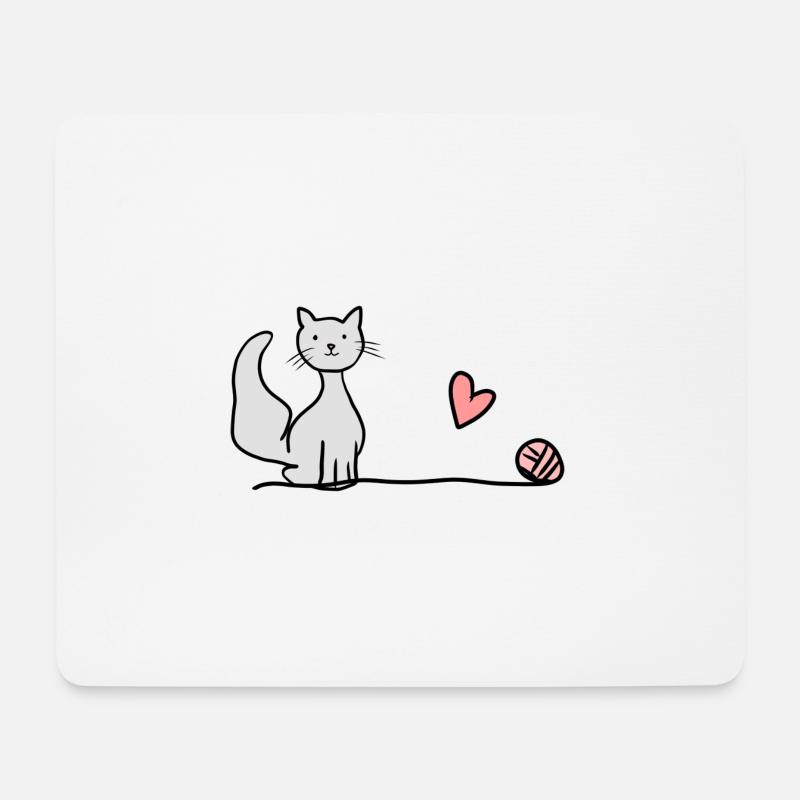 katze tier symbol herz wolle haustier tiere - Mousepad (Querformat) - Weiß