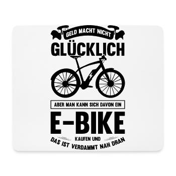 Fahrrad Geld Allein Macht Nicht Glücklich E-Bike R - Mousepad (Querformat) - Weiß - Vorne