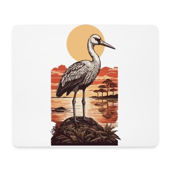 Asian Crane Art & Nature Bird Ukiyo-E - Mouse Pad (horizontal) - white - Front
