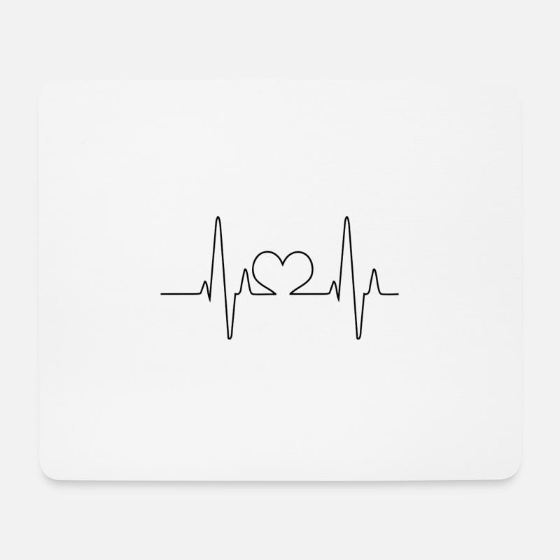 Herzfrequenz Herz - Mousepad (Querformat) - Weiß