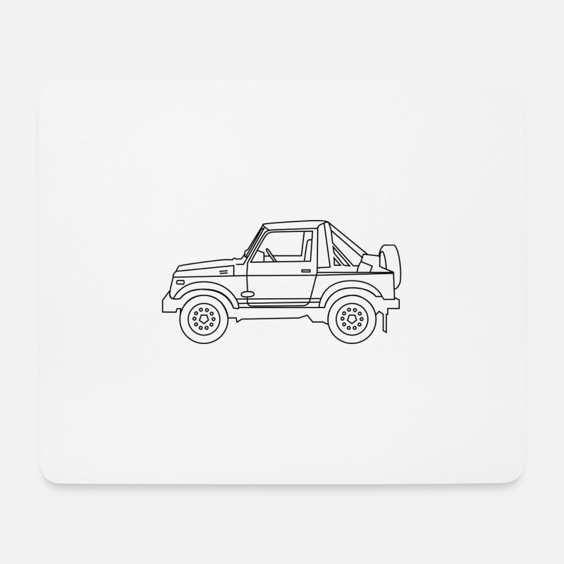 4X4 Auto Umriss - Mousepad (Querformat) - Weiß