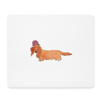 Dachshund with flower - Mouse Pad (horizontal) - white - Front