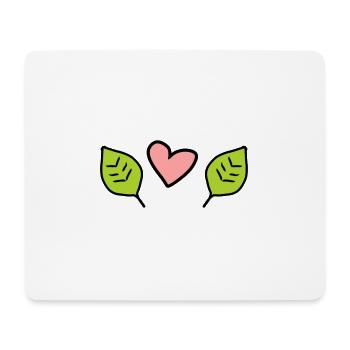 Deux feuilles feuille amour coeur symbole de la nature - Tapis de souris (format paysage) - blanc - Devant