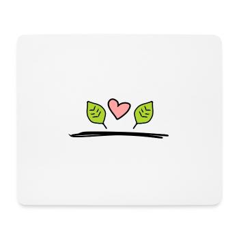 Deux feuilles feuille coeur symbole de la nature - Tapis de souris (format paysage) - blanc - Devant