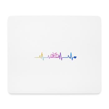 Fahrrad-Herzschlag im Regenbogen - Mousepad (Querformat) - Weiß - Vorne
