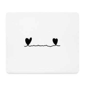 zwei herzen herz linie form - Mousepad (Querformat) - Weiß - Vorne