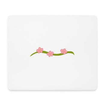 Ligne de fleurs à trois fleurs Branche rose - Tapis de souris (format paysage) - blanc - Devant