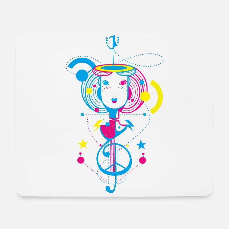 Melodie Musikalisches T-Shert Girl Note - Mousepad (Querformat) - Weiß
