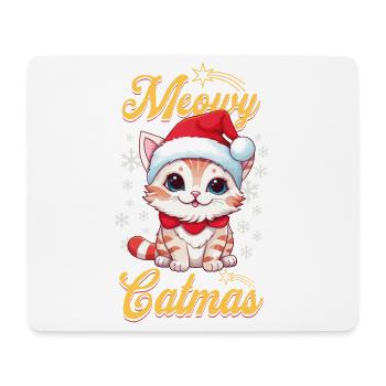 Cat Christmas Merry Meowy Catmas Ugly Cute - Mouse Pad (horizontal) - white - Front