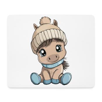 cheval mignon mignon bébé enfants animal dessin animé - Tapis de souris (format paysage) - blanc - Devant