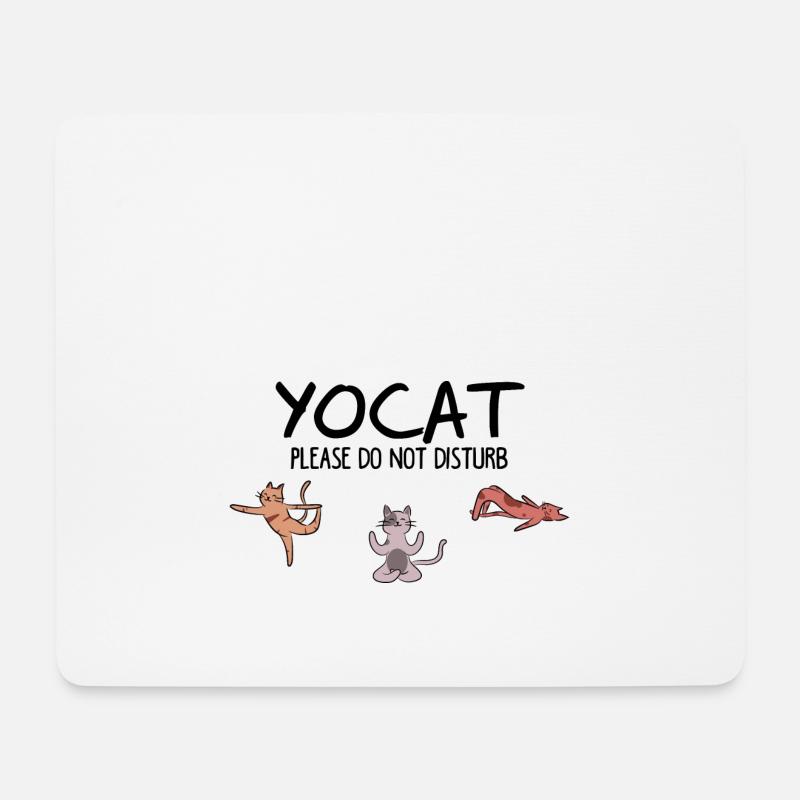 Katzen Yoga - Mousepad (Querformat) - Weiß